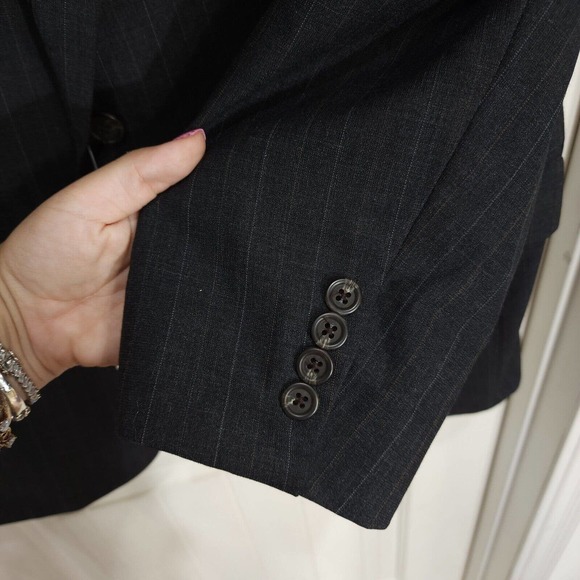 Gianni Versace Mens Blazer Vtg 90s Gray Pinstripe Virgin Wool Suit Jacket NWT 51 - Picture 8 of 14